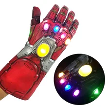 Вечерние перчатки на Хэллоуин, Мстители, супергерой, Железный человек, танос, бесконечность, камень, светодиодный, латексные перчатки, перчатки для косплея