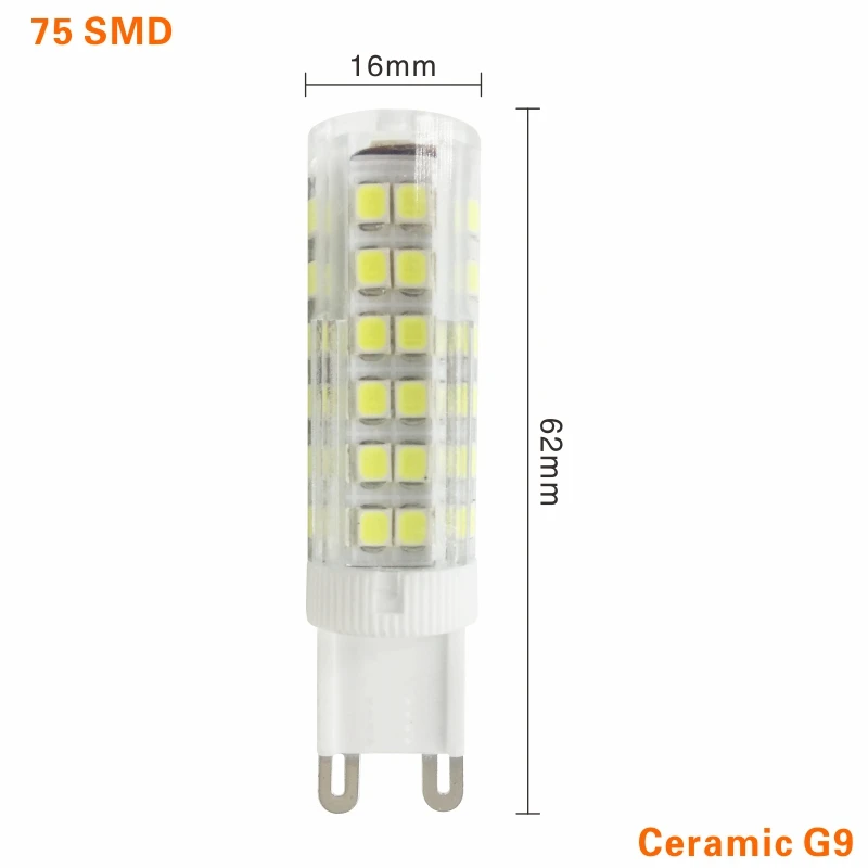 G9 светодиодный Лампа 220V 14 Большие размеры 32-48, 64 96 104 светодиодный s COB SMD мини светодиодный G9 лампы светильник Керамика 360 градусов угол луча Светодиодный точечный светильник лампы - Испускаемый цвет: 75 LEDs Ceramic