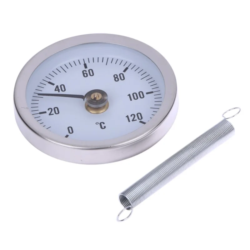 Термометр трубный пружинный клип-на термометр датчик температуры 63 мм 0/120C тепловой 63 мм диаметр циферблата