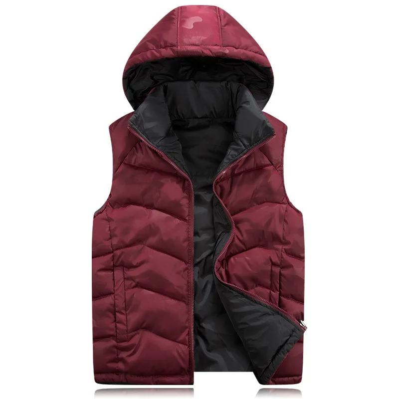 Новая мужская куртка без рукавов veste homme, зимние модные повседневные пальто, мужской жилет с капюшоном и хлопковой подкладкой, мужской утепленный жилет