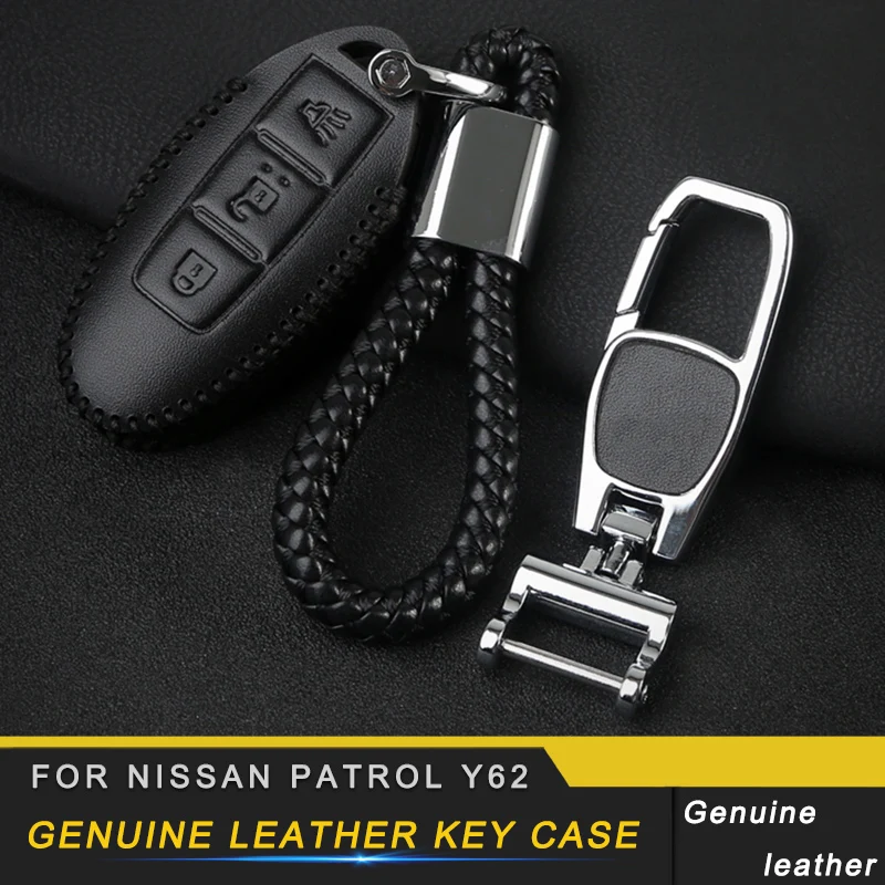 

Genuine Leather Key Cover Cap Key Case for Nissan Patrol Y62 Special Accessories