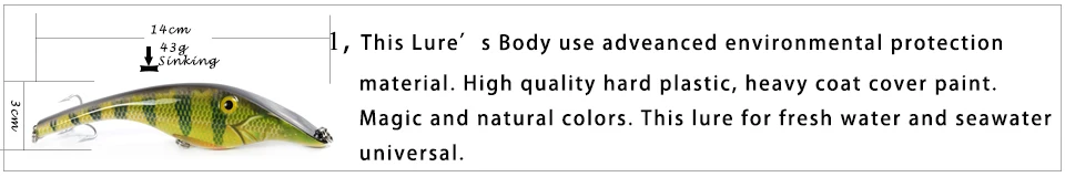 14 см 43 г тонущий Джеркбейт рыболовные приманки высокое качество тело жизнь как Плавание Действие Джеркбейт для щуки мускусный бас Рыбалка
