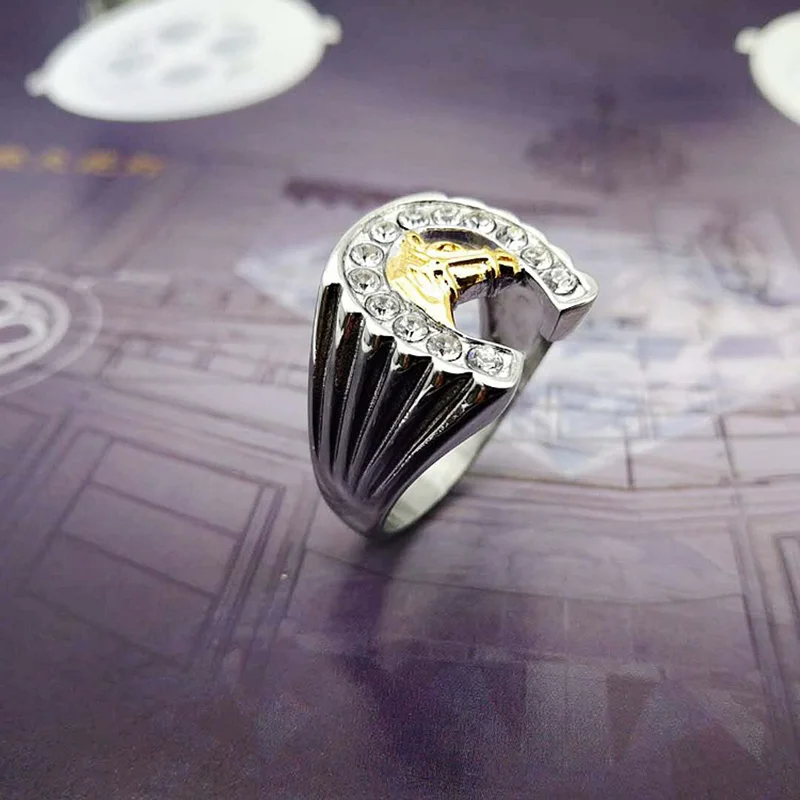 Мужское кольцо в стиле хип-хоп с украшением в виде коня, с изображением животного, CZ, золотого цвета, кольца из нержавеющей стали для Мужчин, Ювелирные изделия размера плюс 8-15 - Цвет основного камня: Silver