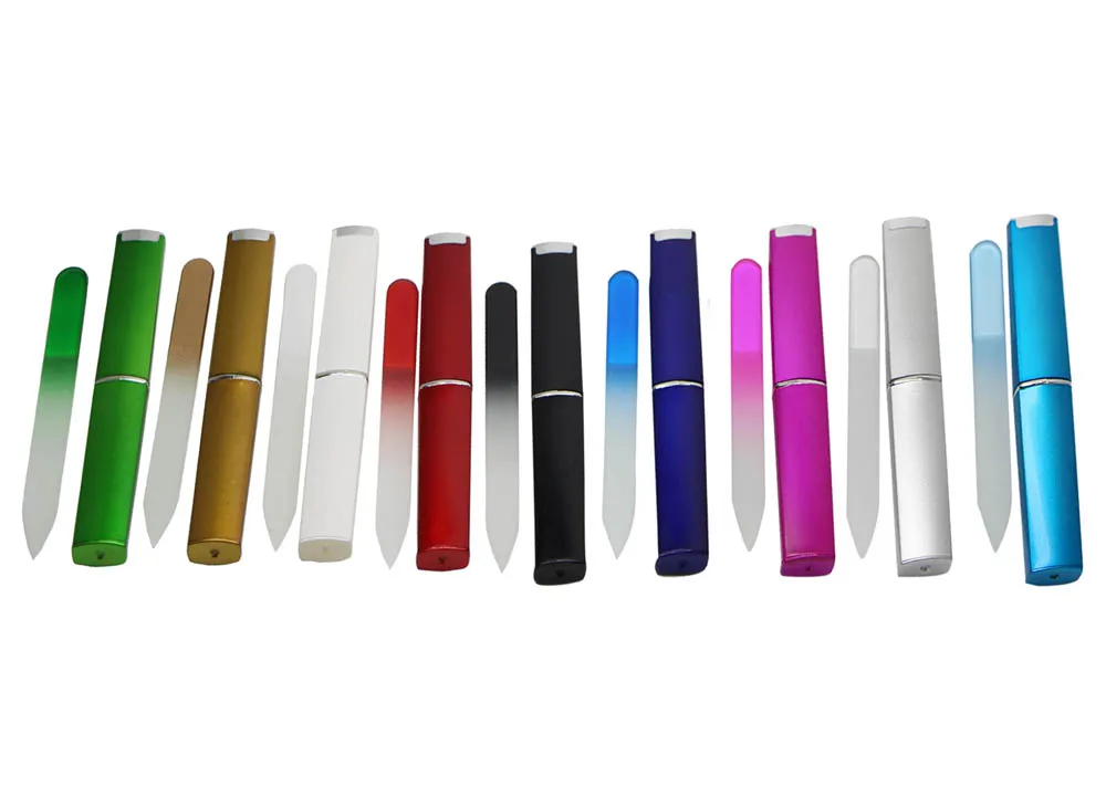

20X Crystal Glass Nail File with Hard Protective Case Colorful 3 1/2 NF009