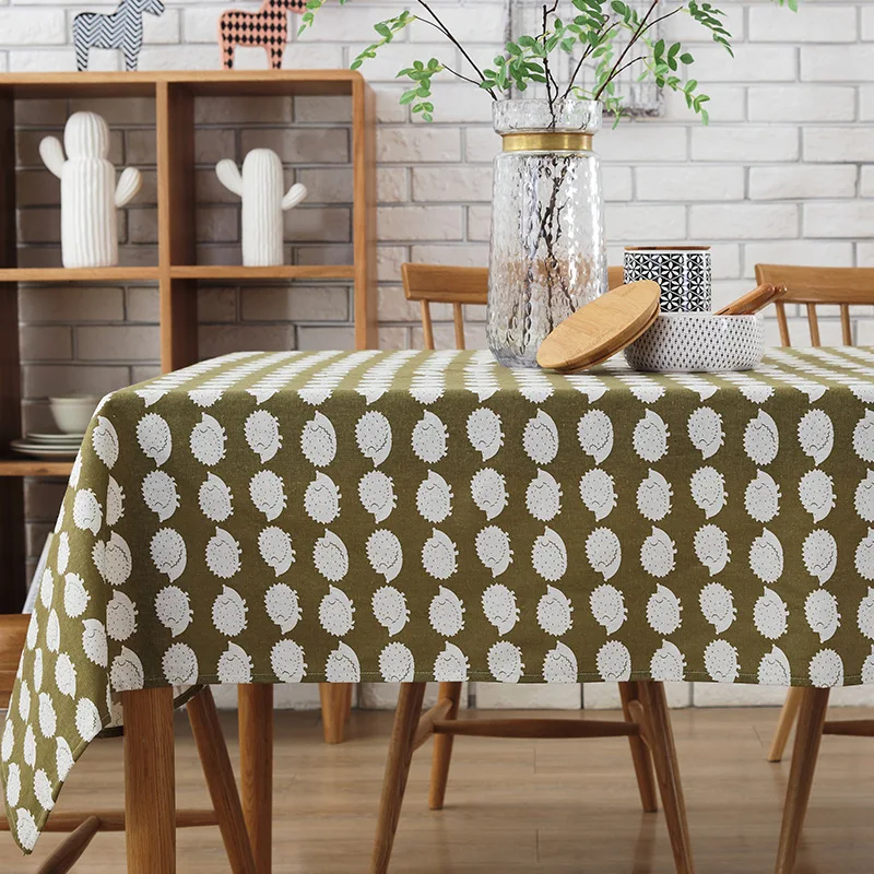 Lovely Cartoon Hedgehog Tablecloths Cotton Linen Fabric Tableclothes For Rectangular Tables Animal Table Cloth For Table Cover 