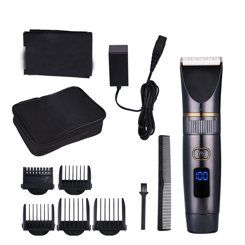

Rechargeable Hair Trimmer Titanium Ceramic Blade Razor Clipper Beard Trimmer Shaver Electric Haircutting Barbe LED Display