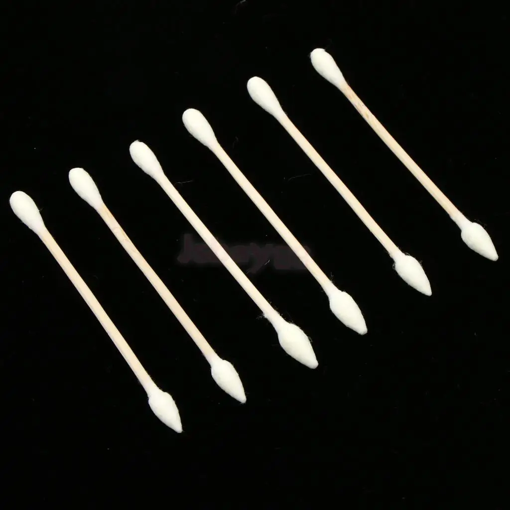 500 Pcs/Box Double Head  /Pointed Tips Makeup Cotton Swab Buds Ear Cleaning Tool Sturdy Wooden Handle