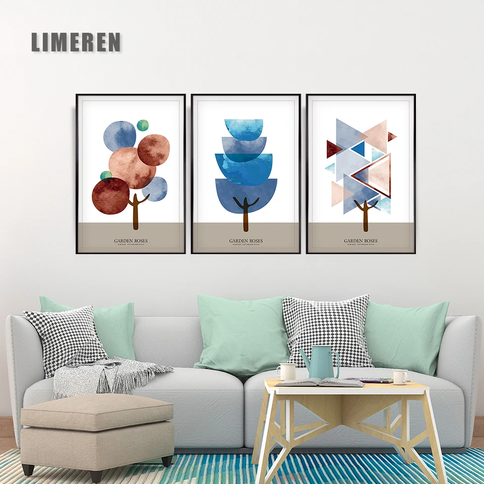 

Wall Art Frame Abstract Printing Geometric Tree Canvas Painting Fashion Nordic Style Poster For Kids Room Creative Decor Picture