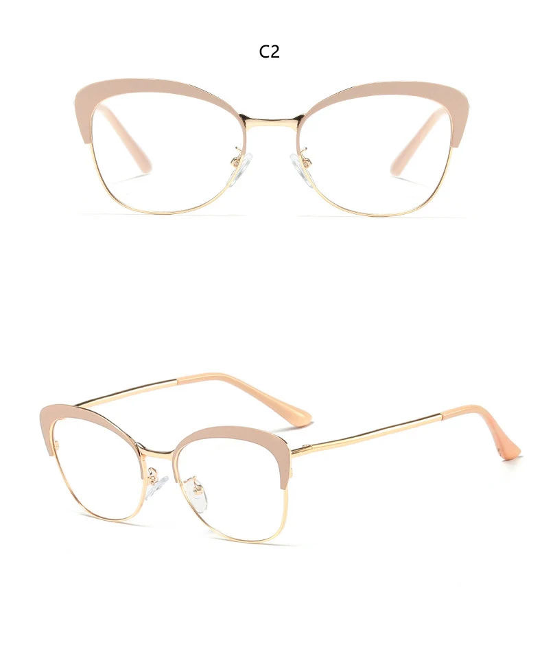 Металлические полуоправы для очков для женщин, простые очки кошачий глаз, трендовые очки для близорукости, компьютерные оправы для очков, Oculos