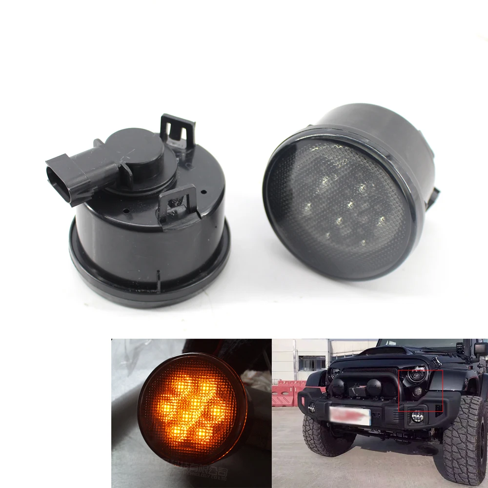 Front Fender Smoked LED Turn Signal Side Marker Parking Light For Jeep
