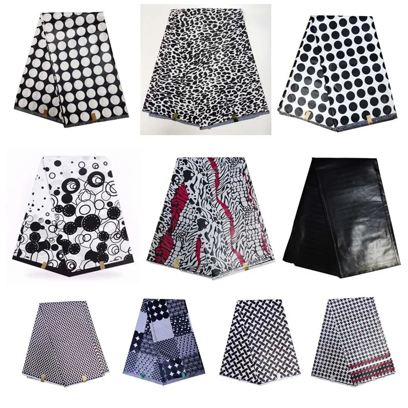 

lasted black & white african fabric real 2019 new wax hollandais ankara african wax print 6 yards/lot for women wedding dress