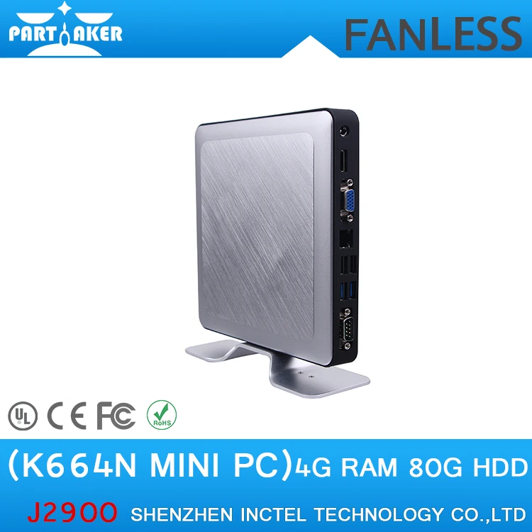 

Fanless Small Size Mini PC HDD Pentium Baytrail J2900 with 10w Low Consumption 4G RAM