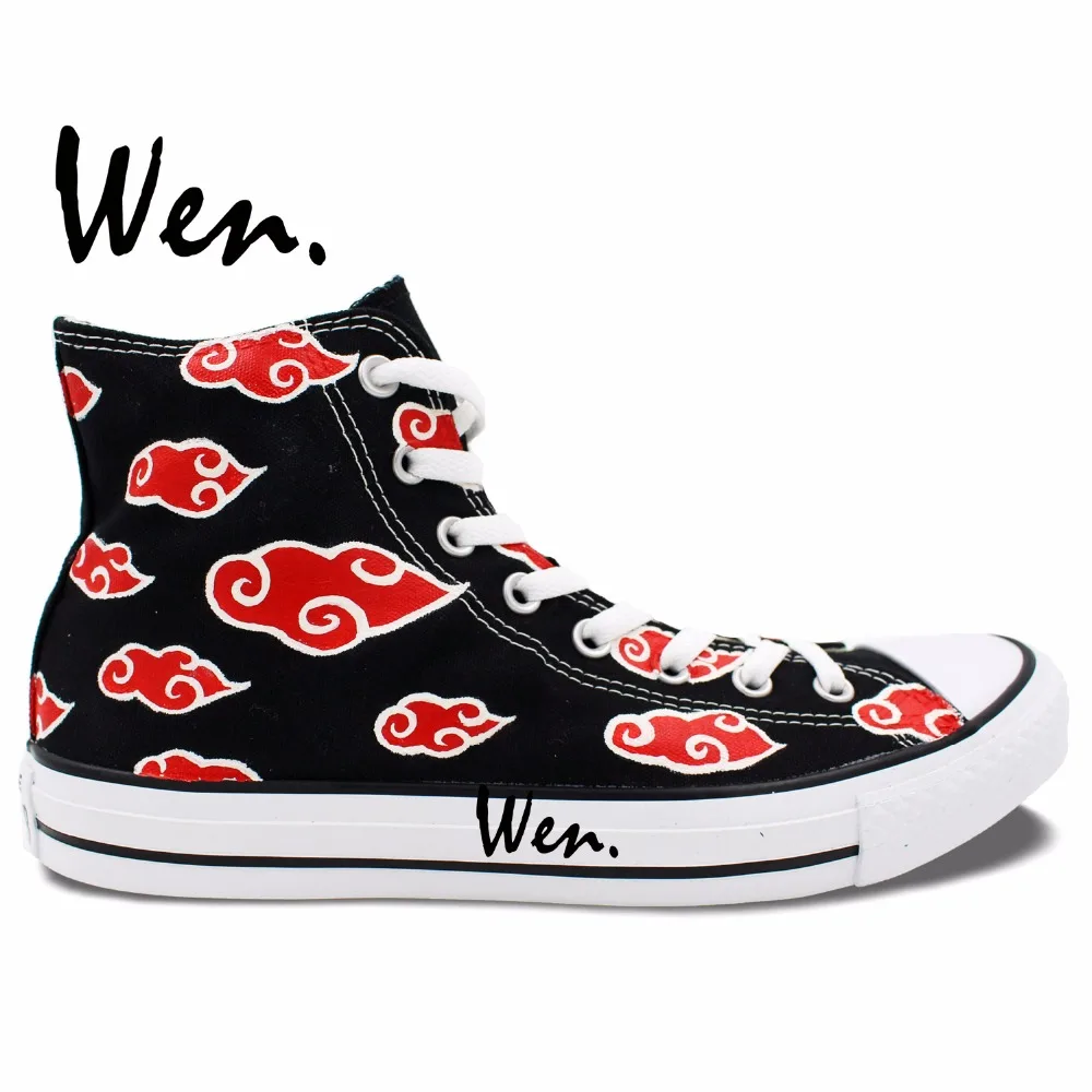 

Wen Hand Painted Shoes Design Custom Anime Sneakers Naruto Akatsuki Black High Top Men Women's Canvas Sneakers