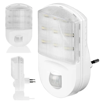 

0.6W 9LED Plug In Detector Motion Socket Light Hallway Safe Night Emergency Lamp newest