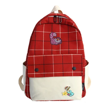 

Alice in Wonderland Cheshire Cat Women Canvas Backpacks Ladies Shoulder Rucksack for Girls Travel Bag Bolsas Mochilas Sac A Dos