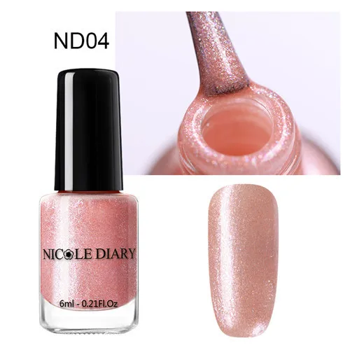 NICOLE DIARY 6ml Peel Off Thermal Nail Polish Glitter Chameleon Color Changing Water-based Manicure Nail Art Varnish - Цвет: S7-ND04