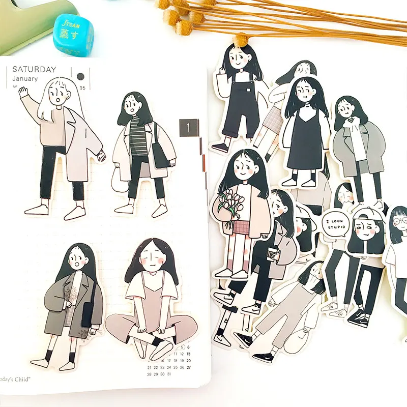 17 шт \ набор японский милый женский интерн \ аниме персонаж \ Kawaii Девушка Diy Ablum дневник в стиле скрапбукинг украшения канцелярские наклейки