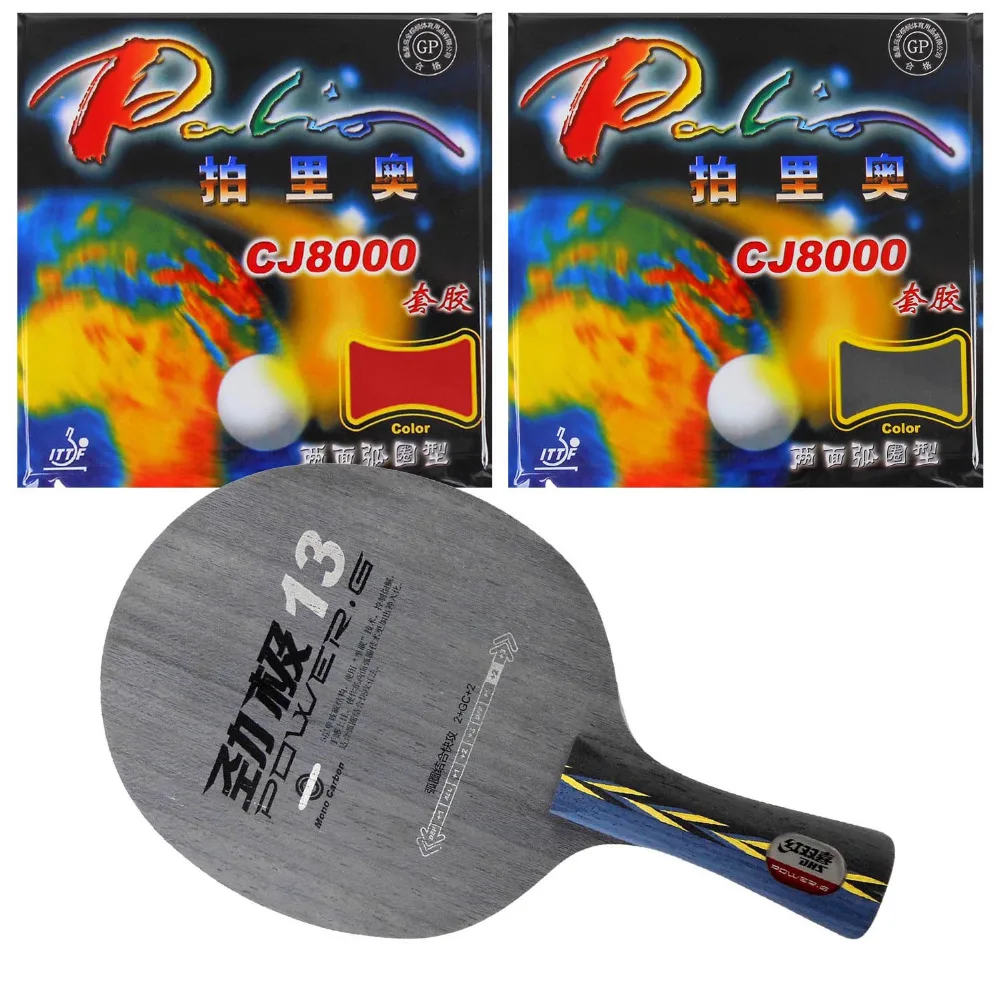 

Pro Table Tennis PingPong Combo Racket: DHS POWER.G13 PG13 PG.13 PG 13 Blade with 2x Palio Rubbers Shakehand Long Handle FL