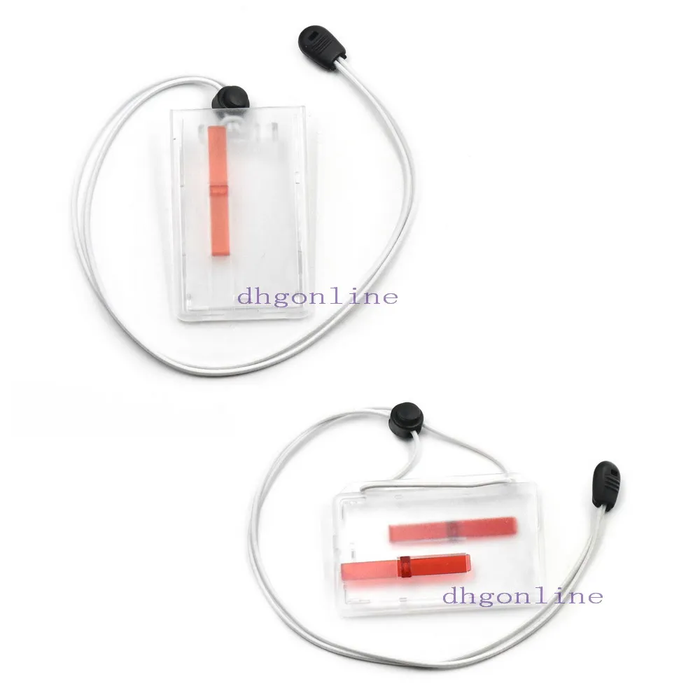 

2 Sets Elastic Cord Adjustable + ejector slider Out Tab Card ID Badge Holder Clear Hard Plastic Vertical Horizontal Choice