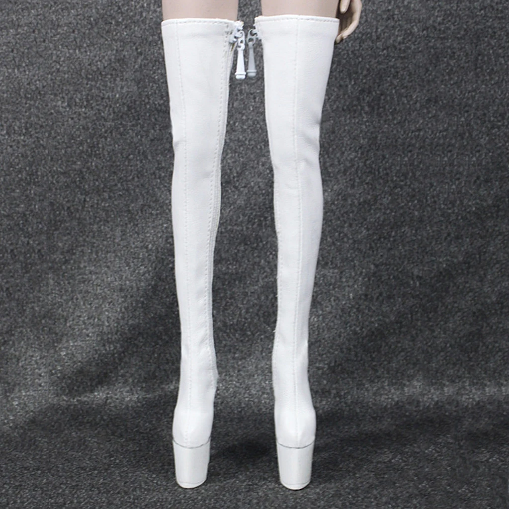 1/6 Female PU Leather Shoes 12inch Action Figure High Heeled Over Knee Long Boots Model Fit  Women Shoes 3Colors