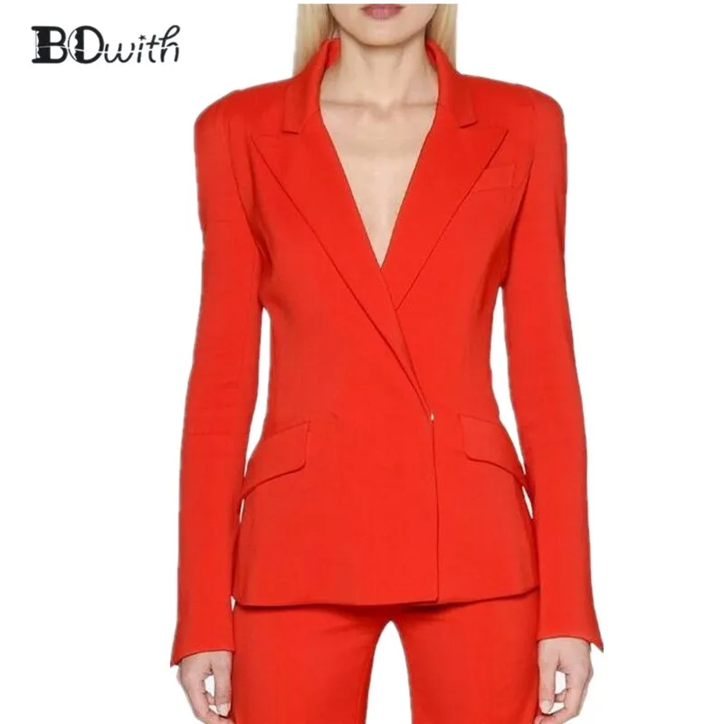 Orange Women Pant Suit Formal Ladies Business Suits Office Work Wear Female Suit For Weddings