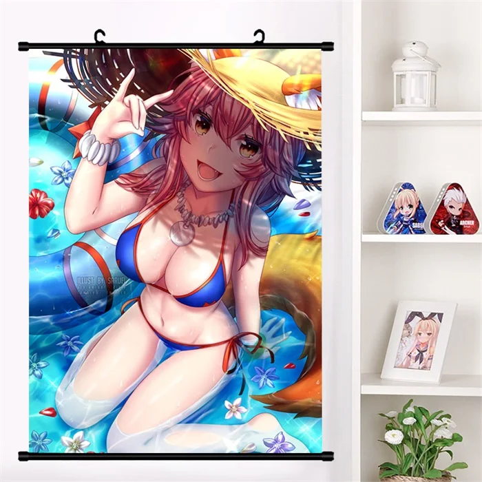 Японское аниме Манга Fate/большой заказ FGO сексуальный tamamo no Mae Косплей стены прокрутки Фреска плакат настенный висящий плакат домашний декор сбор - Цвет: A