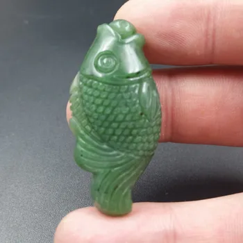 

Chinese Hetian Green Pendant HeTian Carved fishLucky Amulet pendants Necklace Fashion Jewelry Free Rope