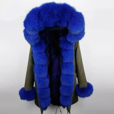 Натуральная меховая подкладка, камуфляжное меховое пальто, женская верхняя одежда, съемная зимняя куртка, большой воротник из меха енота, пальто с капюшоном, парки - Цвет: 19
