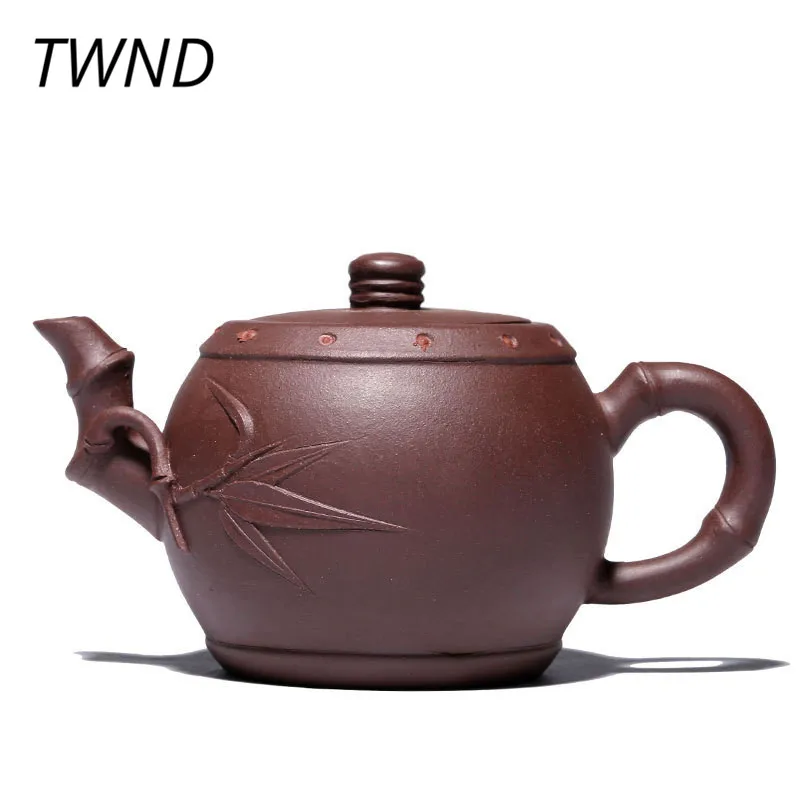 

135CC Purple clay teapot drum shape kettle Chinese kung fu drinkware yixing pot suit black tea puer tea
