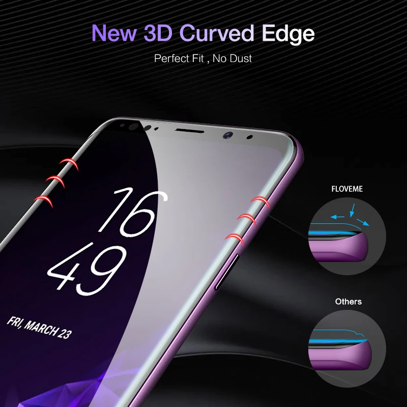 FLOVEME 3D изогнутое стекло для Samsung Galaxy S9 + HD Защита экрана S8 Plus очки Мягкая Ультра
