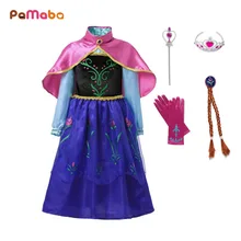 PaMaBa/платье принцессы Анны для маленьких девочек, карнавальный костюм на Хэллоуин Детский карнавальный наряд с накидкой, вечерние платья