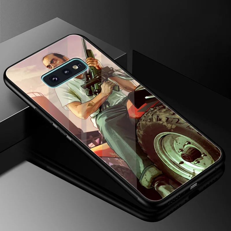 Стекло ТПУ GTA 5 чехол для samsung A10 A20 A30 A40 A50 A60 A70 S7 край S8 S9 Plus Note 8 9 S10|Чехлы-накладки| |