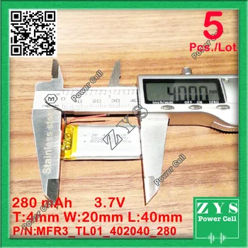 

5 pcs./Lot 402040 3.7V 280mah Lithium polymer Battery with Protection Board For PDA Tablet PCs Digital Products 280 mAh 4x2040mm