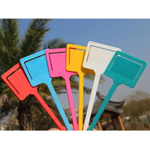 New 10PCS Plastic T-type Garden Gardening Label Plant Flower Nursery Label Tag Marker Thick 5 Color PTSP