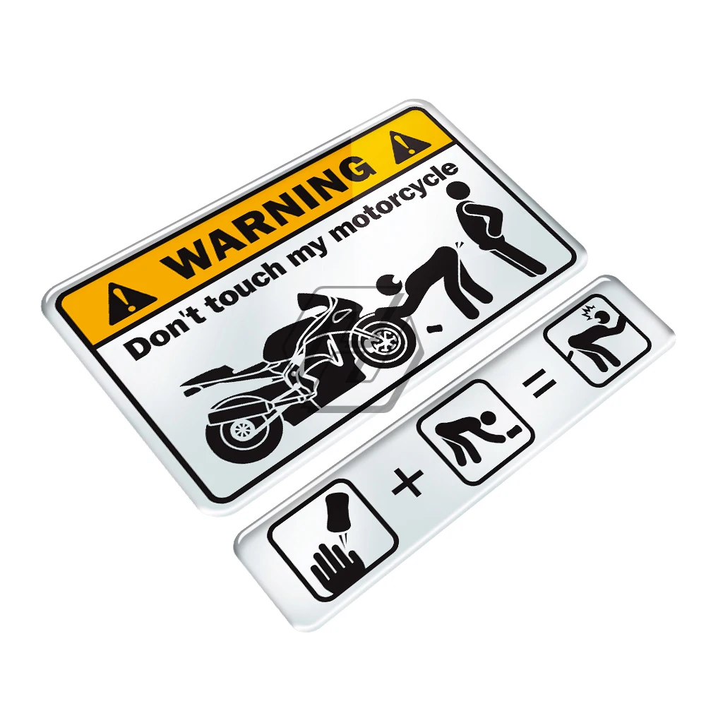 3D Предупреждение не прикасайтесь мой Мотоцикл Танк наклейки чехол для Универсальный Kawasaki Yamaha Honda Suzuki KTM Ducati - Цвет: Feizao silver