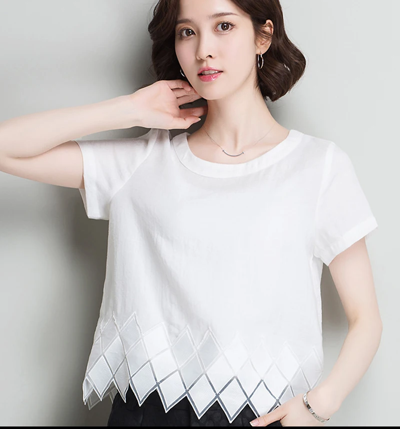 Гребешок шифоновая блузка для женщин сращены нерегулярные сплошной черный, белый цвет футболка рубашка в клетку Camisa Xadrez Feminina Туника D0134G