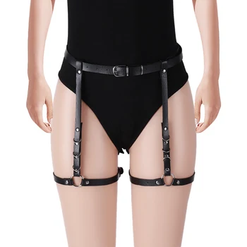 

Womens Leather Garter Belt Cage Waist Suspender Leg Belt Fetish Punk Goth Rave Adjust Body Bondage Harness Sexy Lingerie