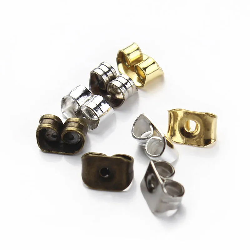 

200Pcs Cheap Metal Earring Backs for Diy Jewelry Making Silver Gold Earring Stopper Accessories Supplier Never Fade Nikel Free