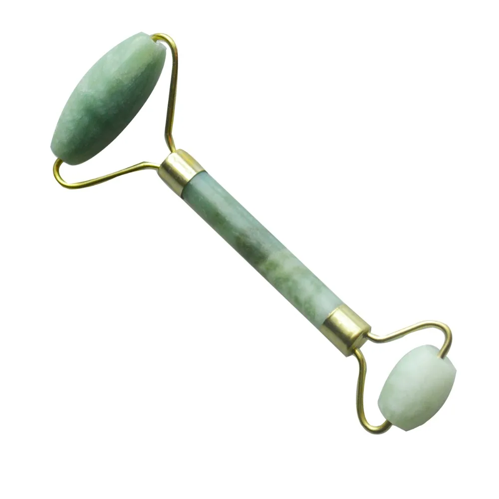 1Pcs Portable Facial Roller Massager Pression relief Thin Face Massager Metal Shelf Double Head With Traditional  Smooth Jade