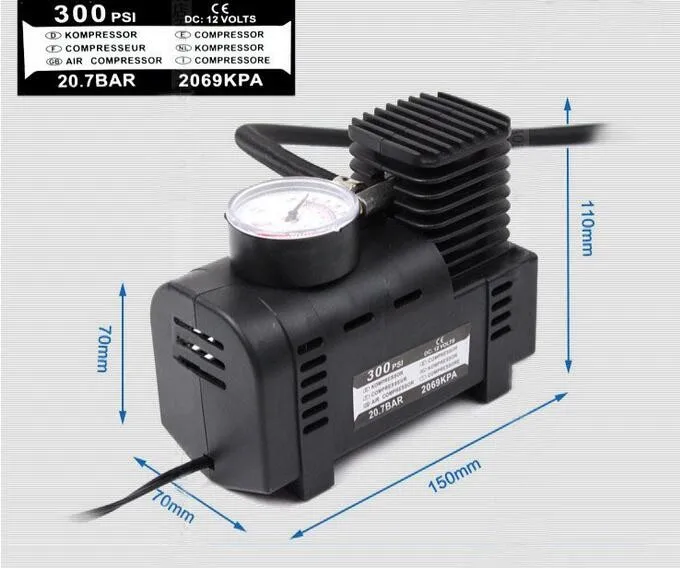 Высокое качество портативный 12 В 300PSI автомобильные шины электрический насос Мини Компактный компрессор насос автомобильный велосипед шины надувной и 05