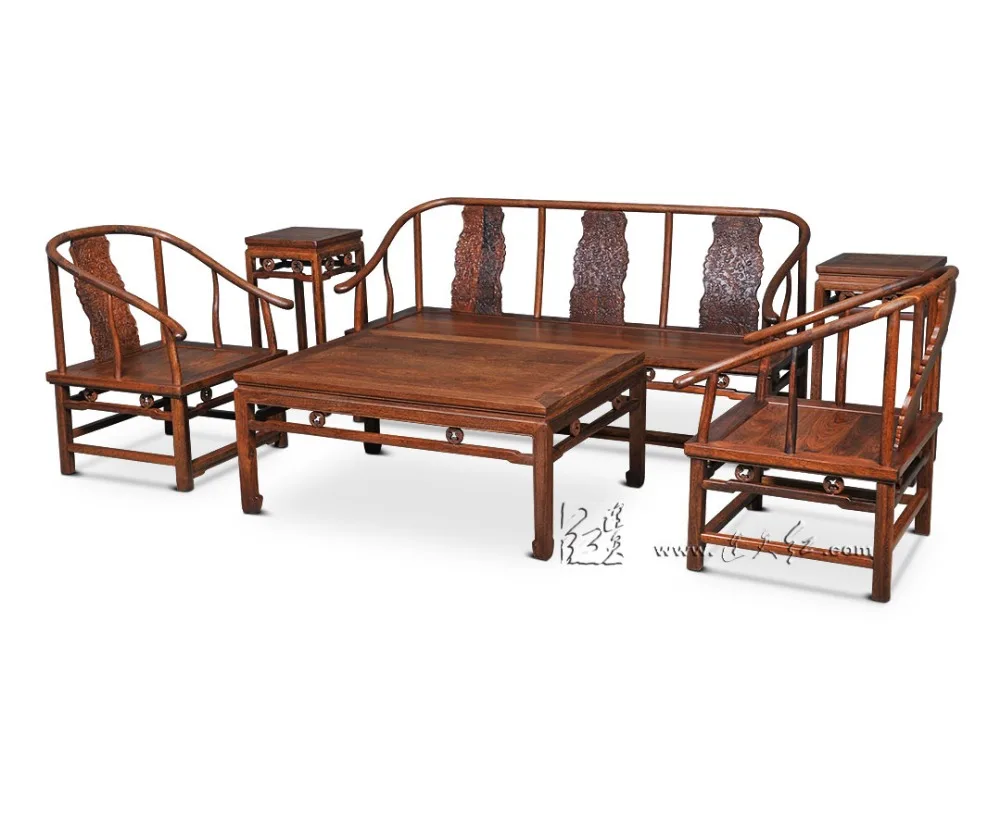 1+ 3 сиденья 6 шт. тройной набор стульев китай Королевский палисандр мебель гостиная твердой древесины диван-кровать костюм красный из сандалового дерева чайная столик