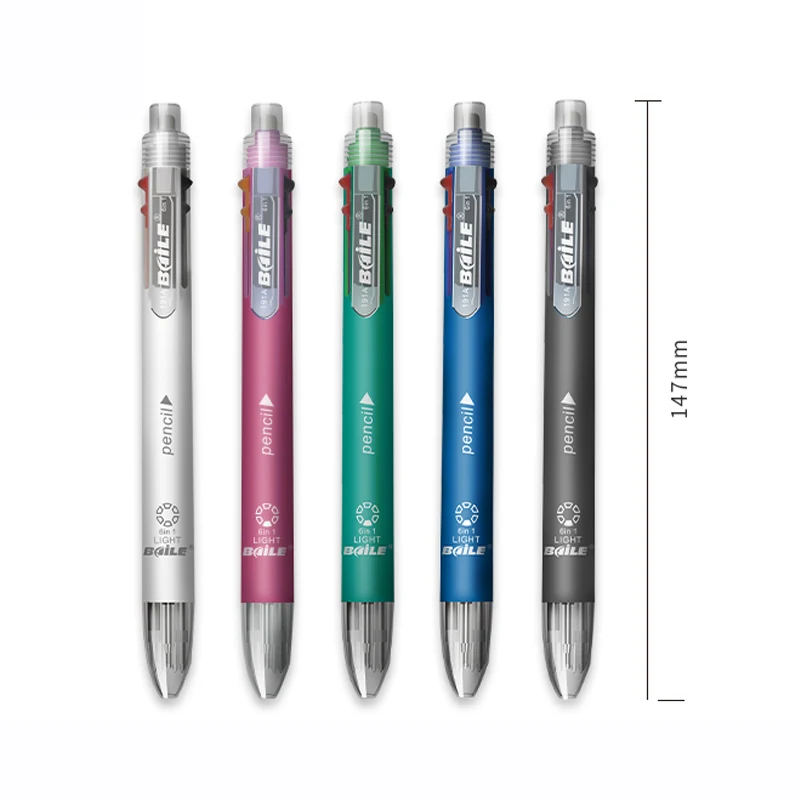 6 в 1 многоцветная шариковая ручка включает в себя 5 видов цветов шариковая ручка 1 автоматический карандаш Топ ластик для маркировки письма офисные школьные принадлежности
