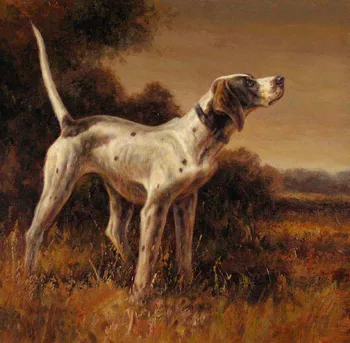 

hand-painted high-quality oil paintings by old artists on canvas: Hound courtship in animal oil painting during estrus