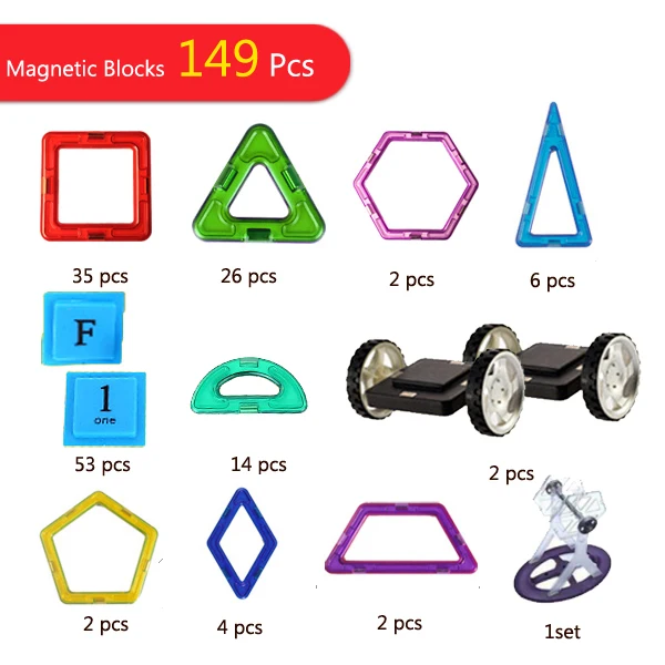 

149pcs Big Size Magnetic Designer Construction Set Model & Building Toy Magnets Magnetic Blocks Educational Toys For Children