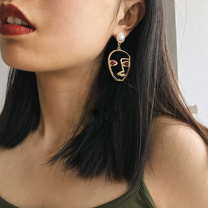 2017 Yeni Trend moda takı Altın Dolu Komik Yüz Bildirimi Küpe Kadınlar Için  Kristal Dangle Küpe Bijoux|earrings for|statement earringsstatement fashion  earrings - AliExpress