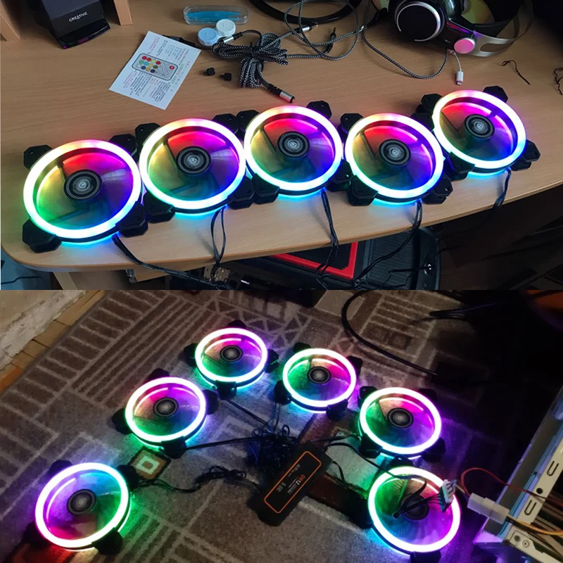 darkFlash Aigo DR12 Computer Case Fan PC Cooling Fan Light RGB Adjust LED 120mm Quiet IR 5