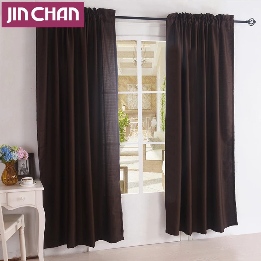 Buy Finished Solid Brown Blackout Window Curtains