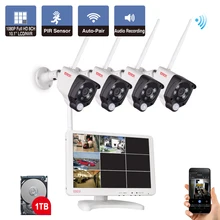 Tonton 8CH 1080P 10.1 inch LCD NVR Wireless CCTV System 2MP Outdoor Security Wifi IP Camera P2P Video Surveillance Kit 1TB HDD zosi 960p 8ch wireless nvr cctv system wifi 1 3mp ir outdoor bullet p2p ip camera waterproof security video surveillance kit 1tb