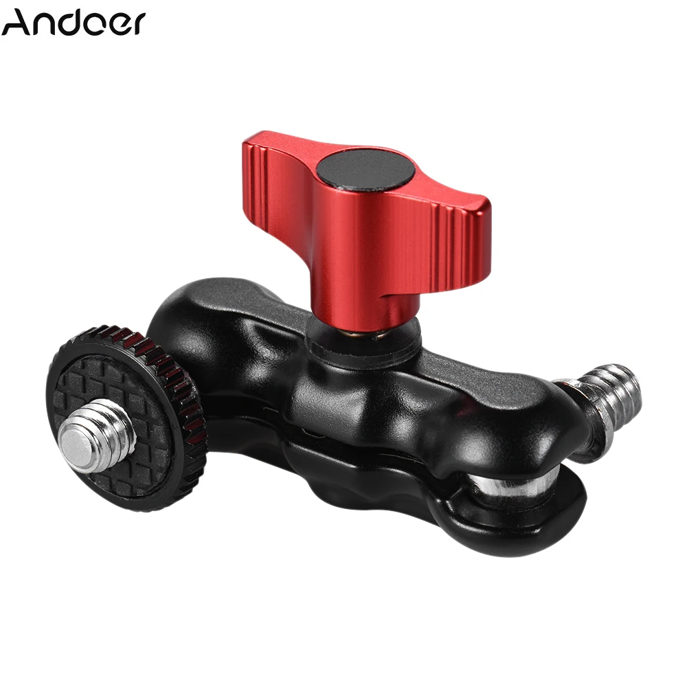 Andoer Articulating Friction Ballhead Arm Camera Monitor LED Video Light Adapter Mount with 2 Ballheads 180 Degree Tilt Movement |