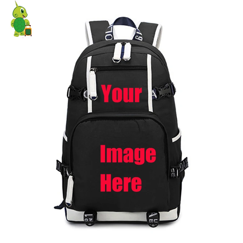 Customize Your Image Backpack Women Men Laptop Backpack School Bags for